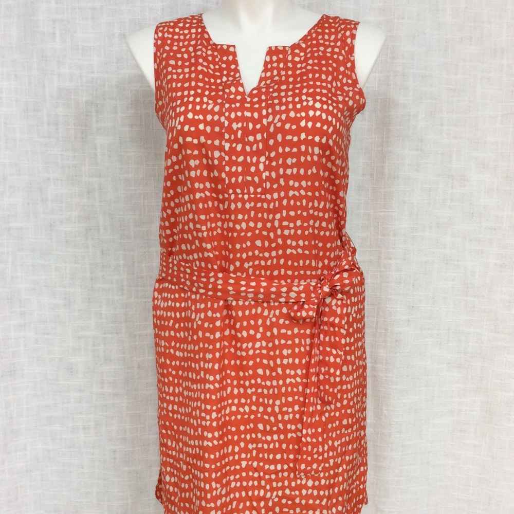 Sleeveless Orange Printed Shift Dress